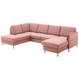 WOHNLANDSCHAFT in Flachgewebe Rot - Chromfarben/Rot, KONVENTIONELL, Textil/Metall (200/305/168cm) - Voleo