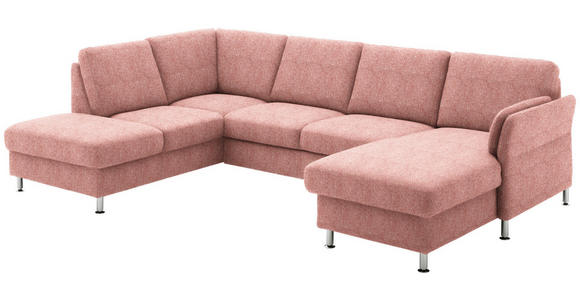 WOHNLANDSCHAFT in Flachgewebe Rot - Chromfarben/Rot, KONVENTIONELL, Textil/Metall (200/305/168cm) - Voleo
