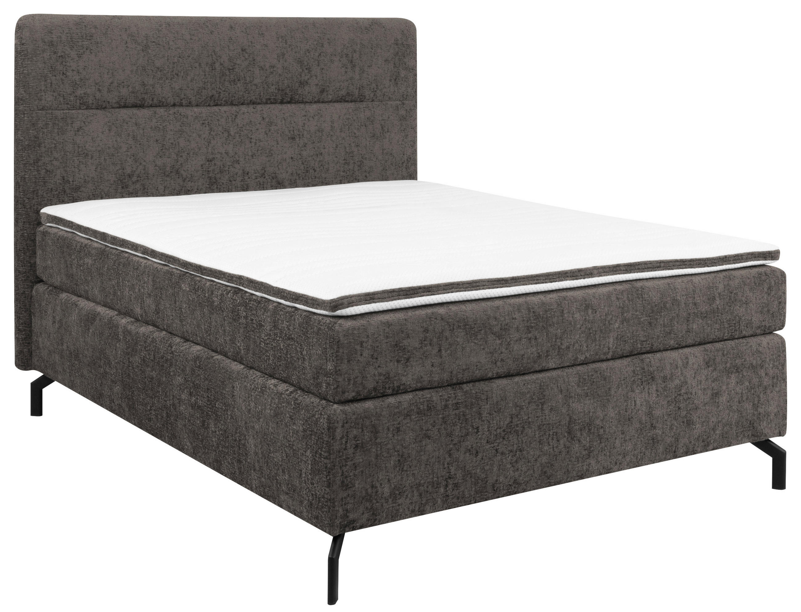 BOXSPRINGBETT 140/200 cm  in Dunkelbraun  - Dunkelbraun/Schwarz, Design, Textil/Metall (140/200cm) - Esposa