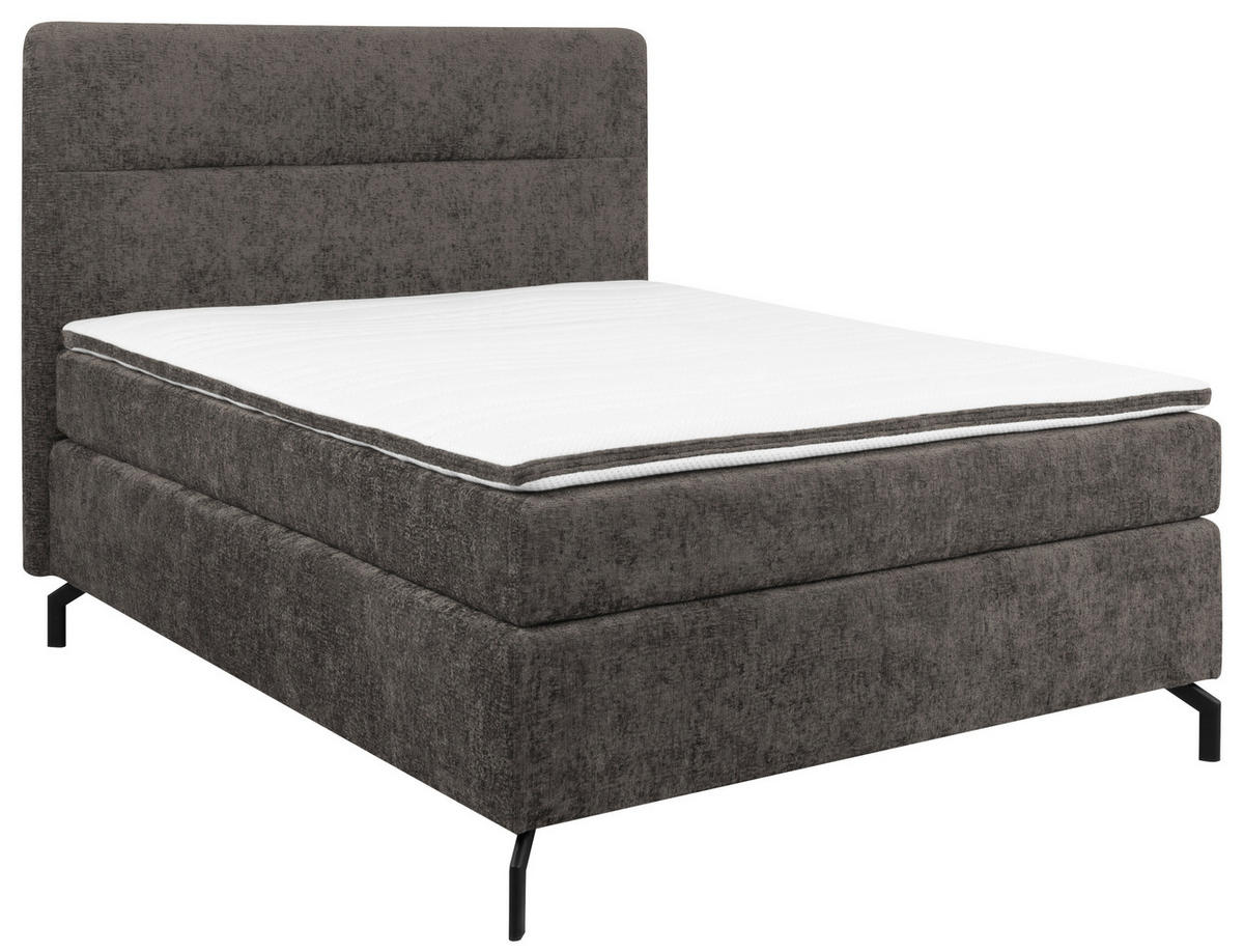 BOXSPRINGBETT 140/200 cm  in Dunkelbraun  - Dunkelbraun/Schwarz, Design, Textil/Metall (140/200cm) - Esposa