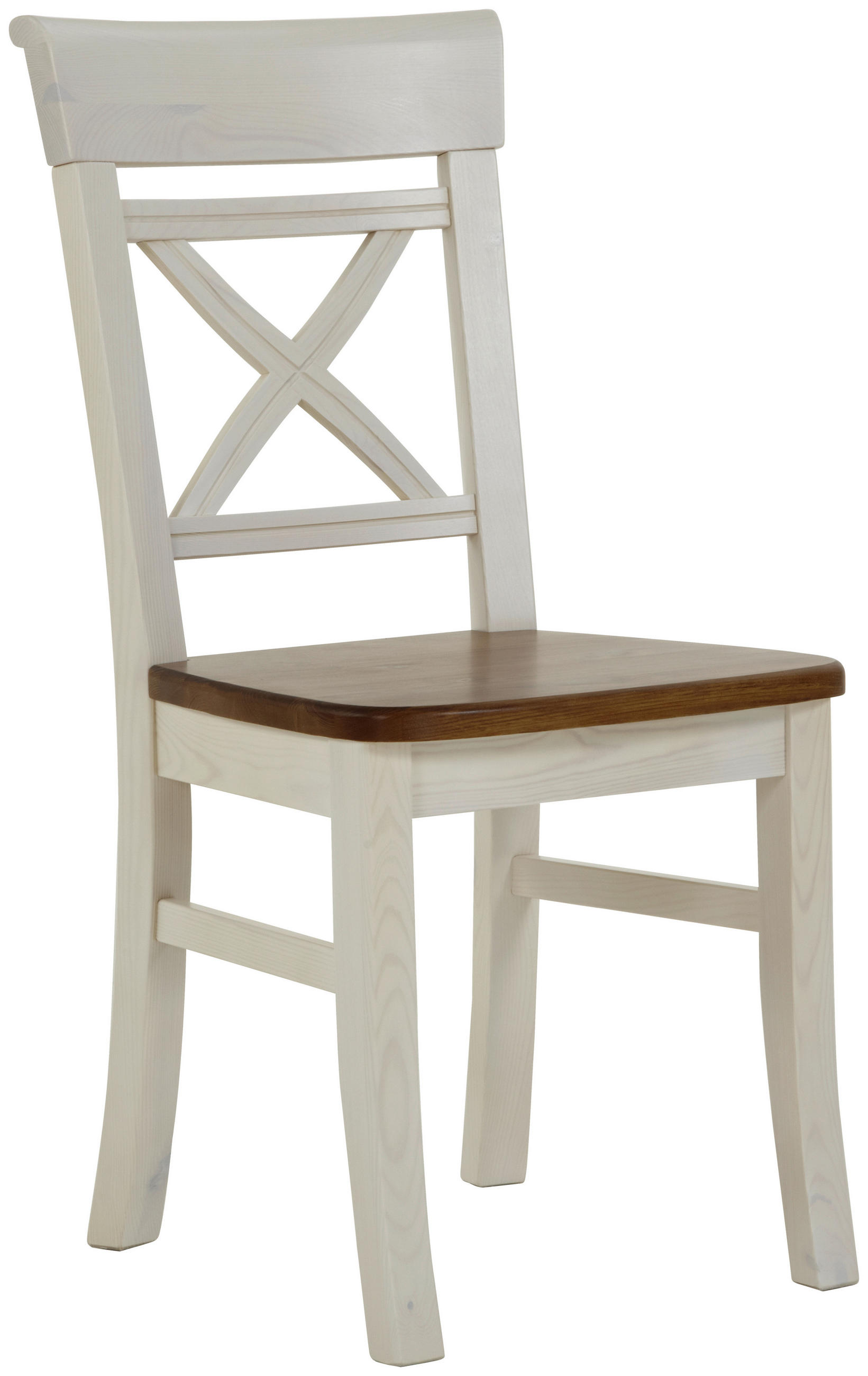 STUHL Weiß, Laugenfarbig Kiefer massiv  - Laugenfarbig/Weiß, ROMANTIK / LANDHAUS, Holz (45/94/43cm) - Boxxx