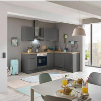 ECKKÜCHE 220/175 cm  in Graphitfarben  - Schwarz/Graphitfarben, Basics, Holzwerkstoff/Metall (220/175cm) - Carryhome