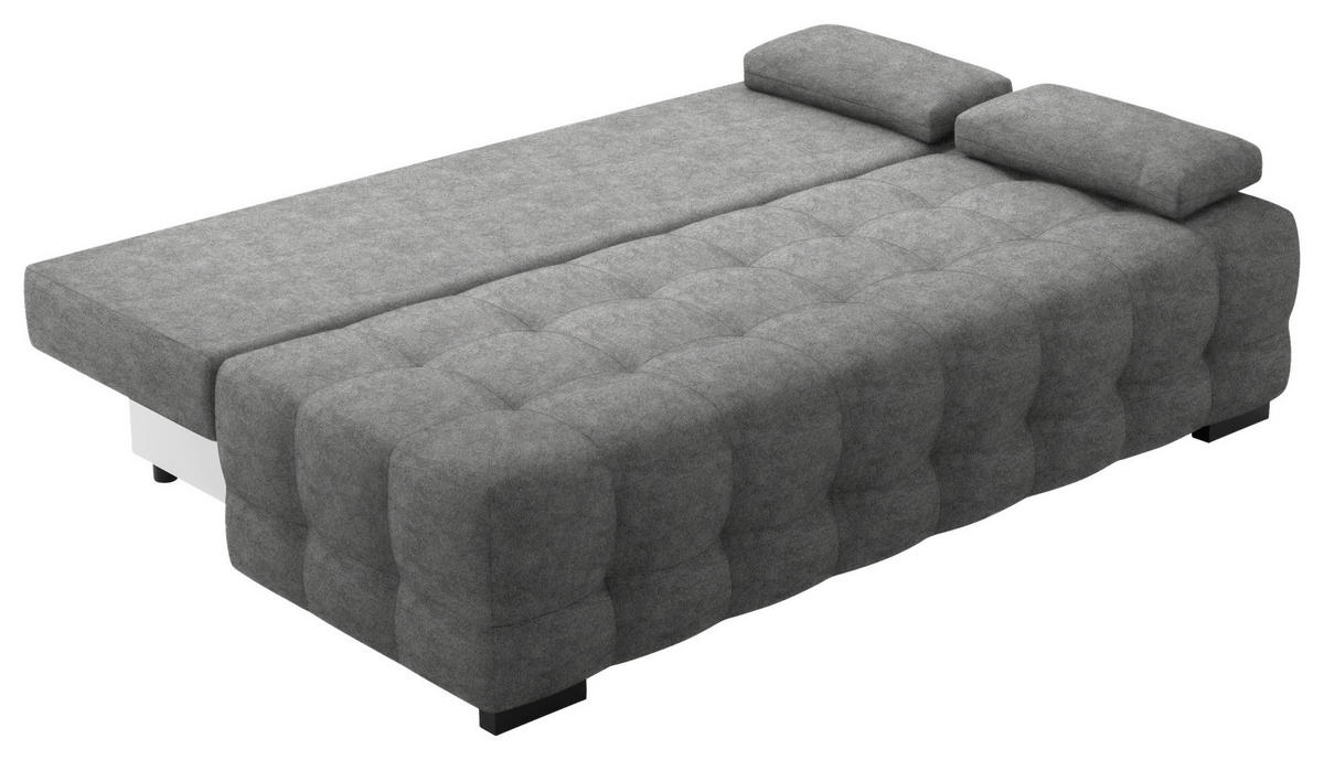SCHLAFSOFA in Velours Hellgrau  - Hellgrau/Schwarz, KONVENTIONELL, Kunststoff/Textil (209/96/100cm) - Stylife