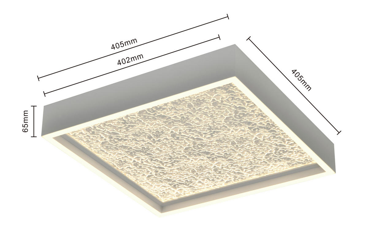 LED-DECKENLEUCHTE Bormes 40/40/6,5 cm  - Weiß, Design, Kunststoff/Metall (40/40/6,5cm)