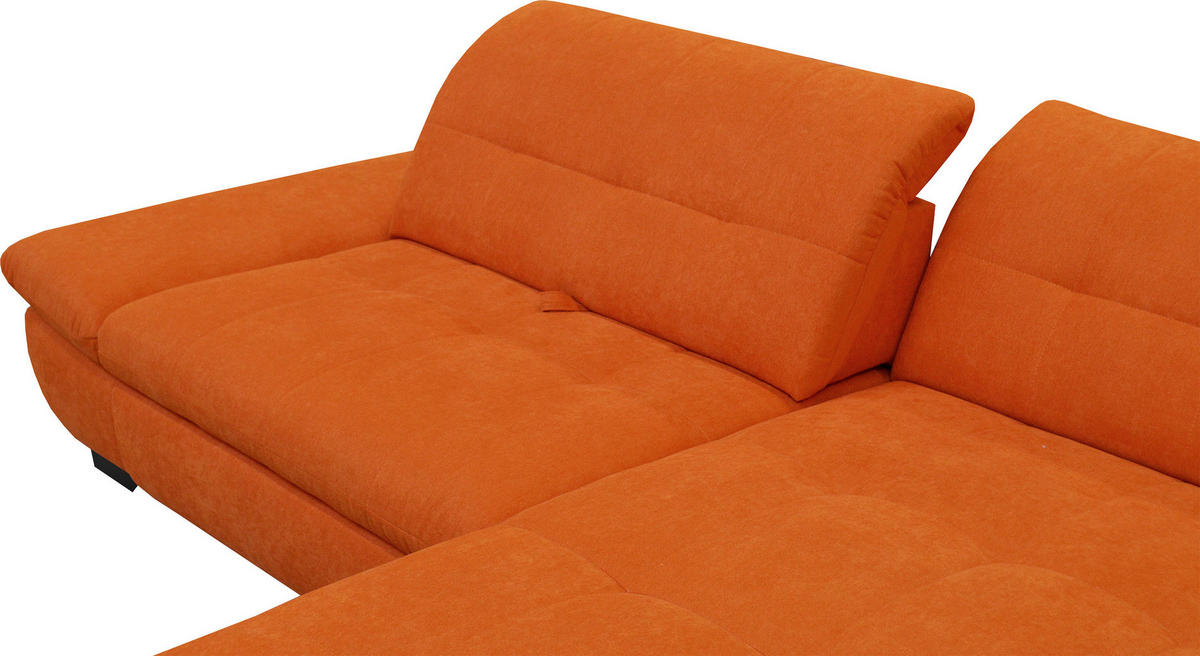 ECKSOFA in Mikrofaser Orange  - Schwarz/Orange, Design, Textil/Metall (290/198cm) - Xora