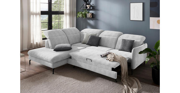 ECKSOFA in Flachgewebe Hellgrau 233/299-313 cm - Hellgrau/Schwarz, Design, Textil/Metall (233/299-313cm) - Dieter Knoll