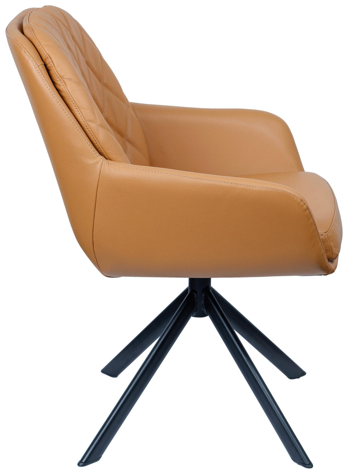 ARMLEHNSTUHL  in Echtleder naturbelassen  - Cognac/Schwarz, Design, Leder/Metall (59,5/87,5/69cm) - Moderano