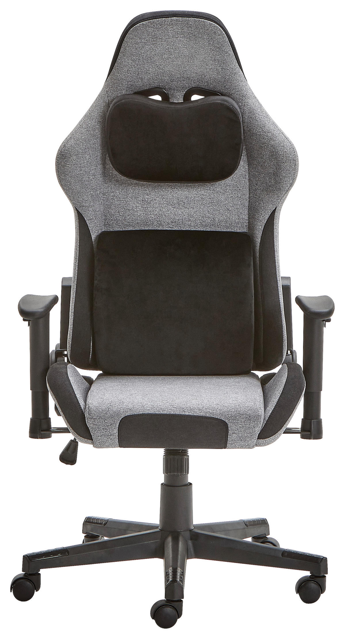 GAMINGSTUHL  in Samt, Webstoff Grau, Schwarz  - Schwarz/Grau, MODERN, Kunststoff/Textil (55/127/68cm) - Livetastic
