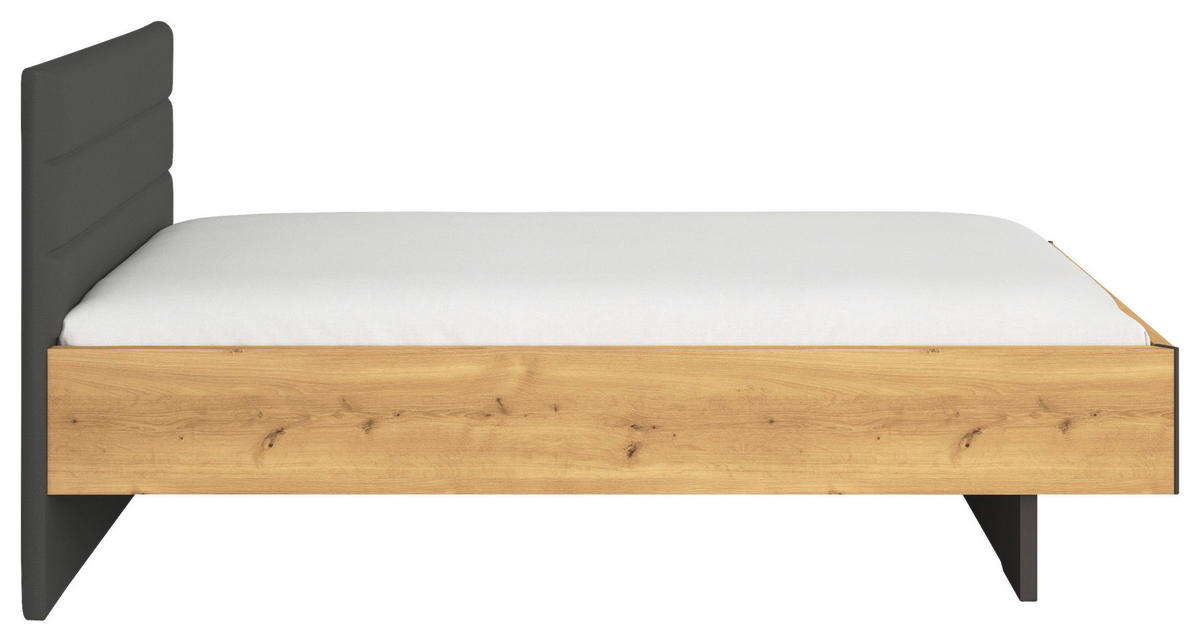 BETT 100/200 cm  in Graphitfarben, Eichefarben   - Eichefarben/Dunkelgrau, Konventionell, Holzwerkstoff/Textil (100/200cm) - Xora