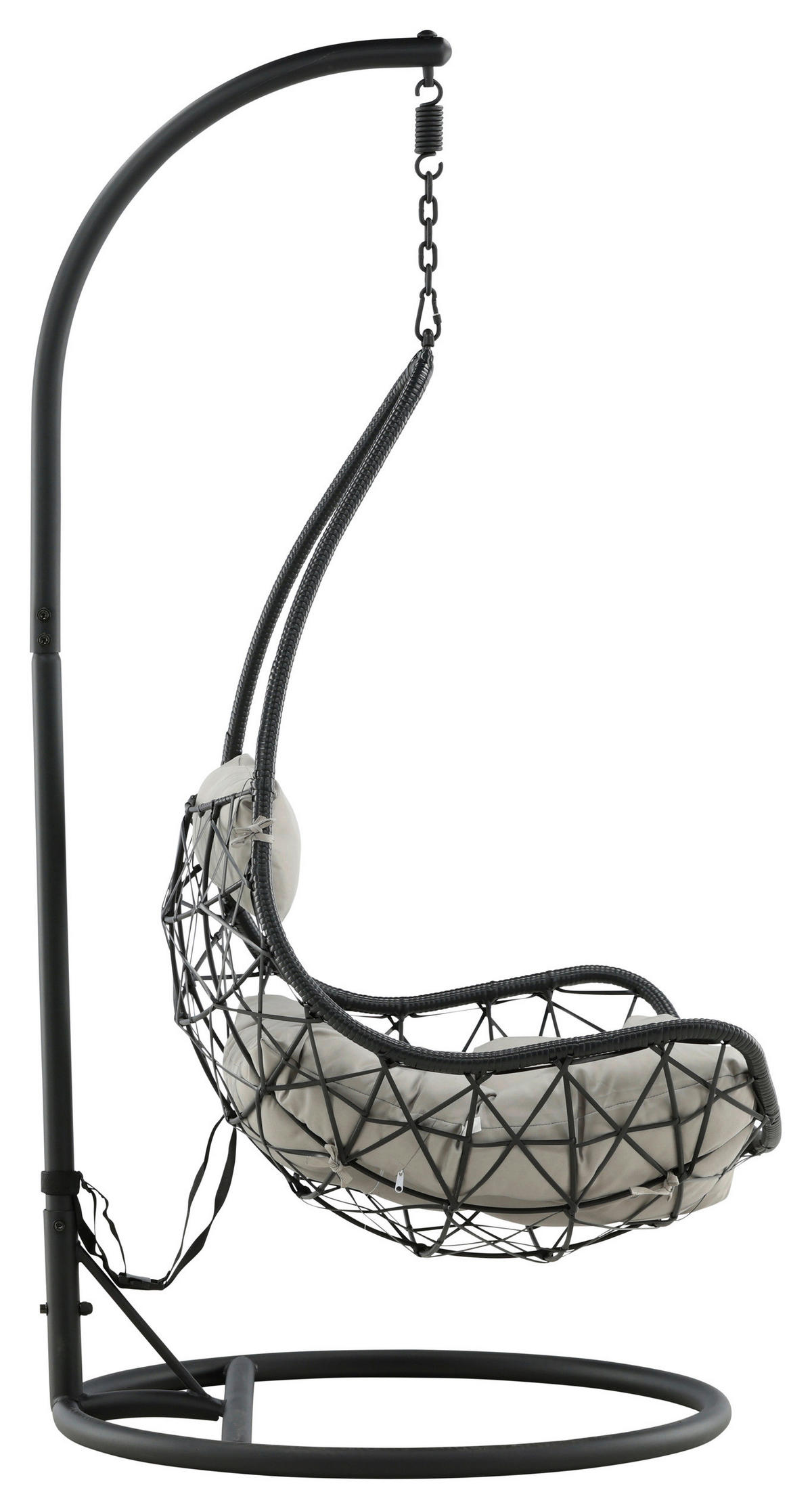 HÄNGESESSEL 95/196/95 cm  - Schwarz/Grau, KONVENTIONELL, Kunststoff/Textil (95/196/95cm) - Gardenson