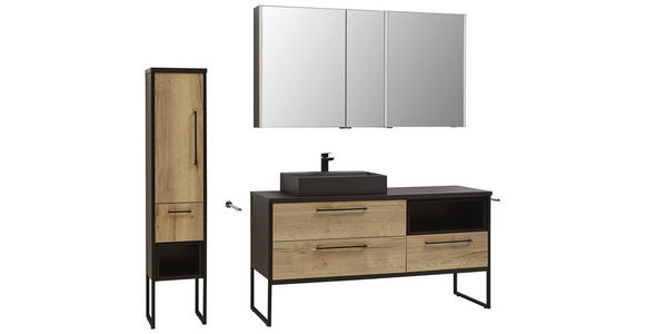 BADEZIMMER - Dunkelgrau/Eichefarben, MODERN, Glas/Holzwerkstoff (150cm) - Dieter Knoll