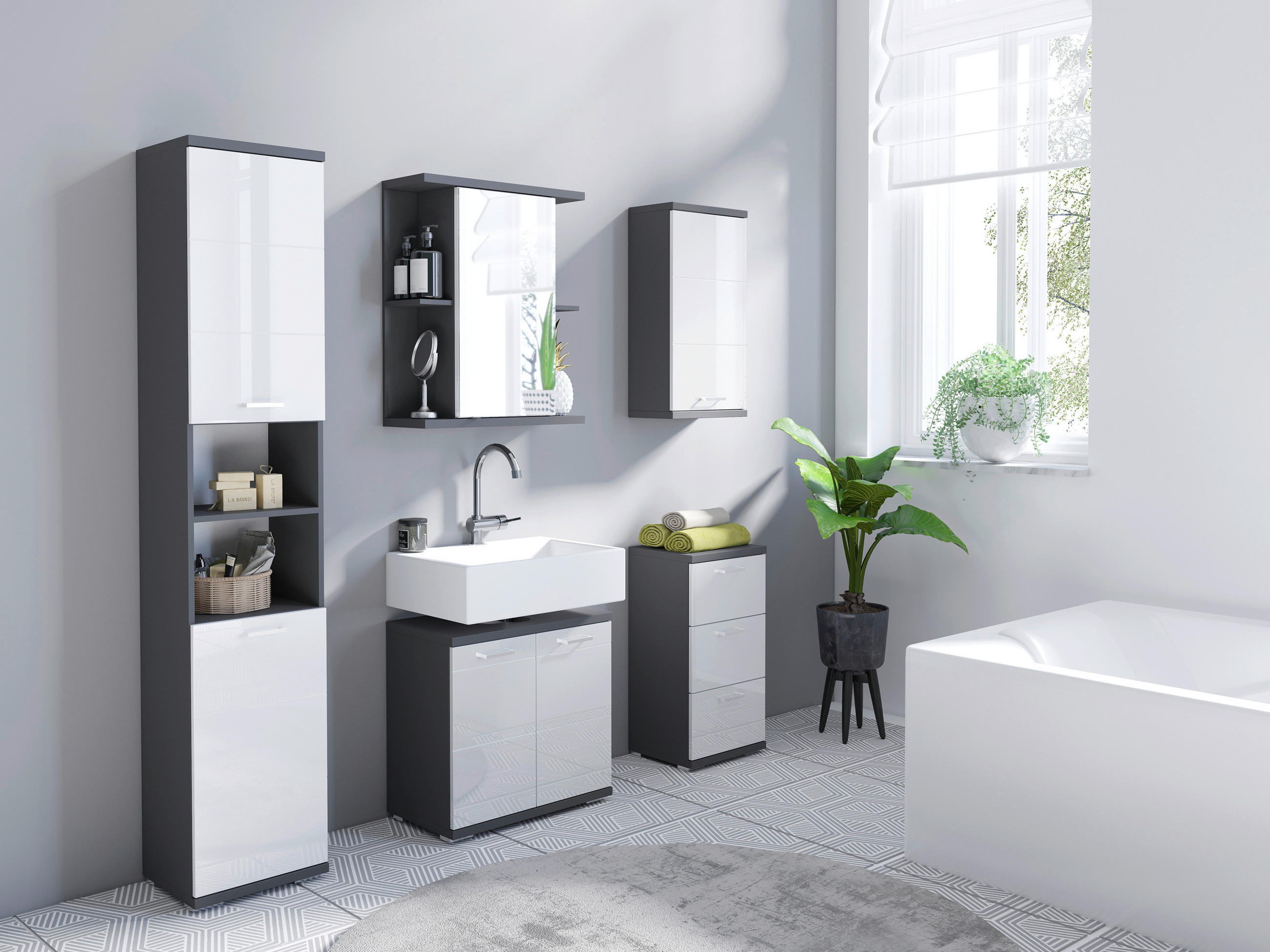 SPIEGELSCHRANK 60/70/25 cm  - Chromfarben/Anthrazit, MODERN, Glas/Holzwerkstoff (60/70/25cm) - MID.YOU