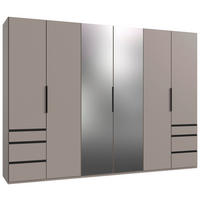 DREHTÜRENSCHRANK 300/216/58 cm,  in Sahara, 6 Tür(en)  - Schwarz/Sahara, MODERN, Glas/Holzwerkstoff (300/216/58cm) - MID.YOU