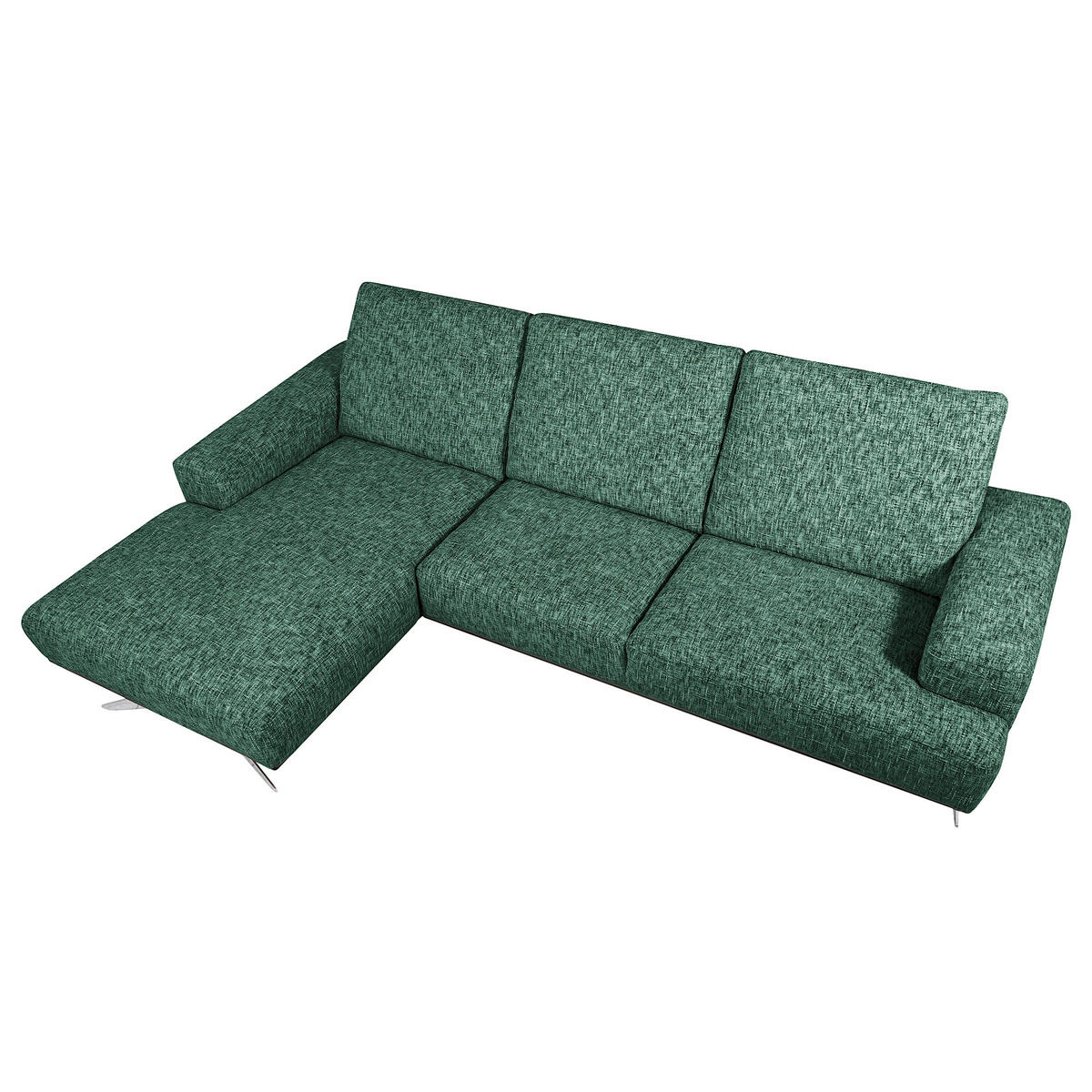 ECKSOFA PORTLAND Grün Struktur Kopfteilverstellung  - Chromfarben/Schwarz, Design, Holz/Textil (187/295cm) - Livetastic