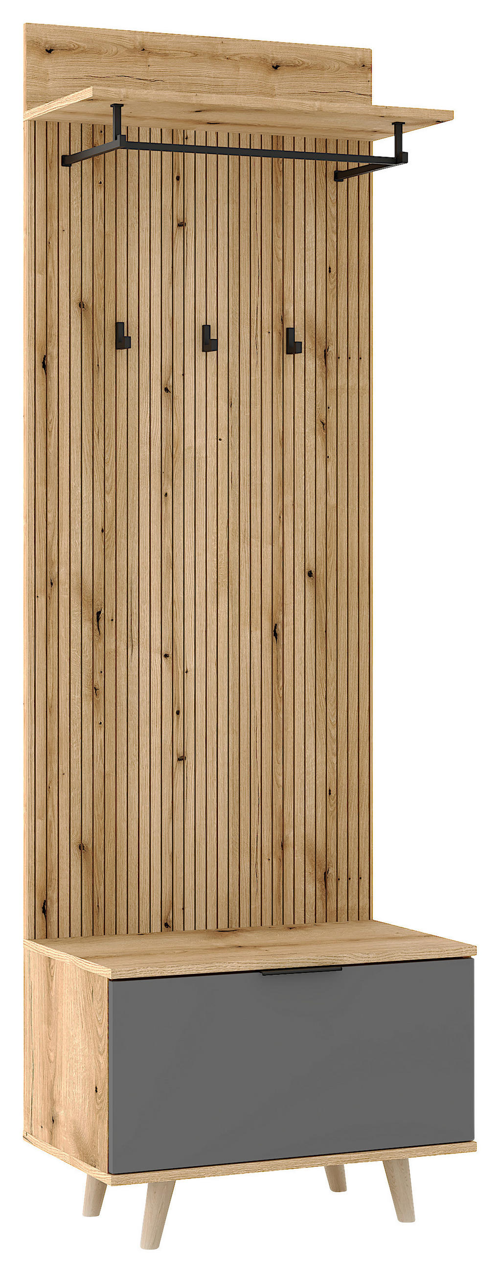 GARDEROBE  in 65/204/40 cm  - Eichefarben/Graphitfarben, Design, Holzwerkstoff (65/204/40cm) - Boxxx