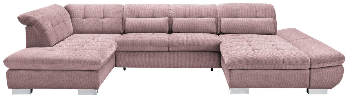WOHNLANDSCHAFT in Mikrofaser Rosa  - Chromfarben/Rosa, Design, Kunststoff/Textil (211/350/204cm) - Xora