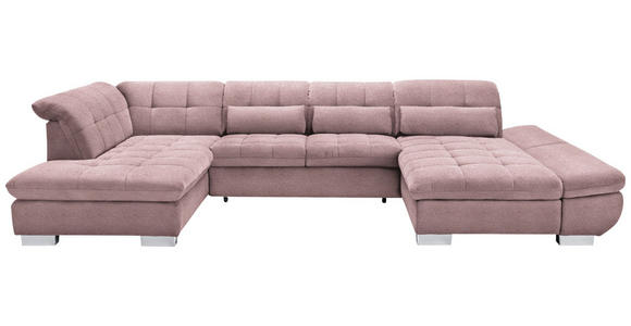 WOHNLANDSCHAFT  in Mikrofaser Rosa  - Chromfarben/Rosa, Design, Kunststoff/Textil (211/350/204cm) - Xora