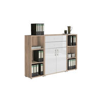 AKTENSCHRANK Sonoma Eiche, Weiß Hochglanz  - Weiß Hochglanz/Sonoma Eiche, MODERN, Holzwerkstoff (172,6/113,6/33cm) - MID.YOU