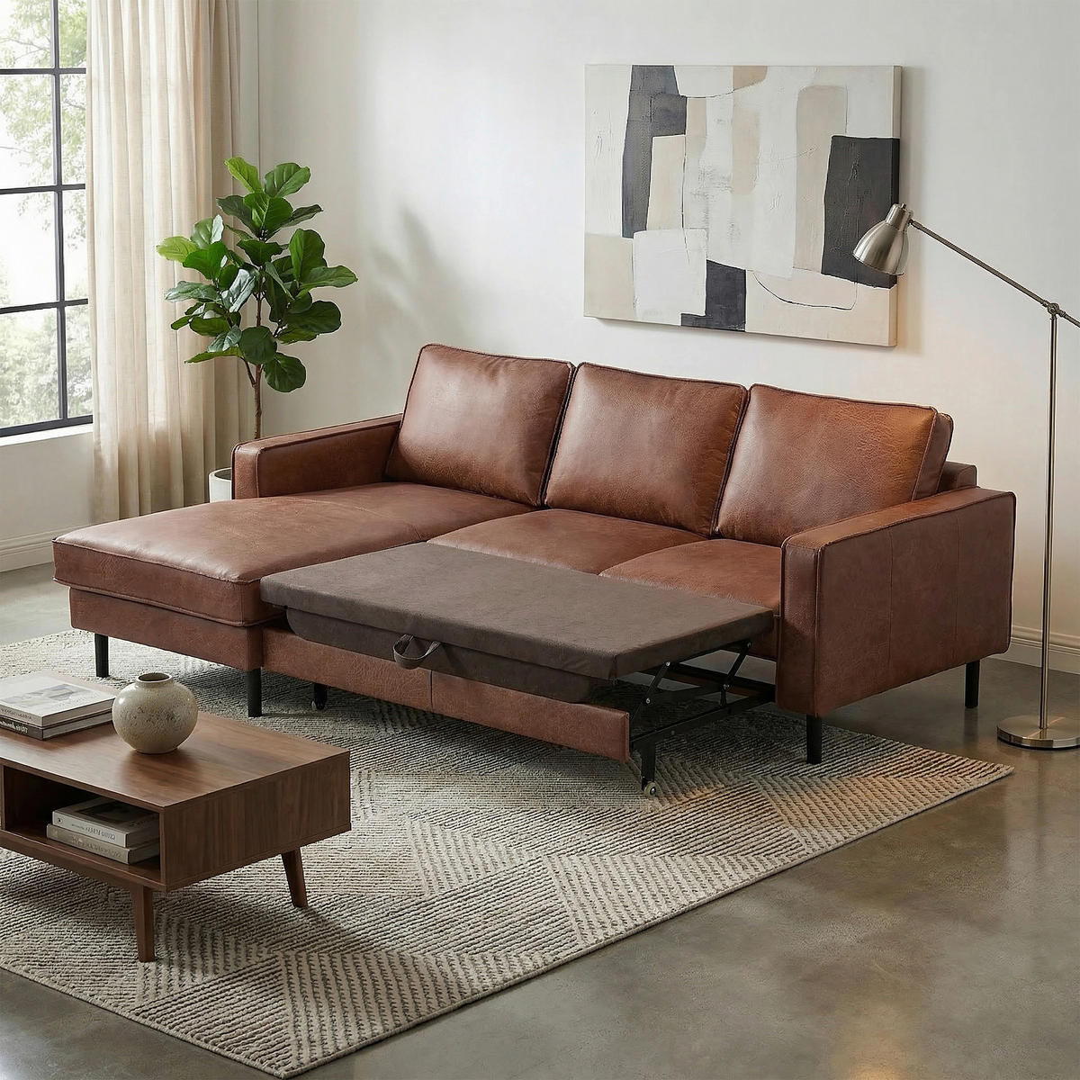 ECKSOFA  in Echtleder Braun  - Schwarz/Braun, Design, Leder/Metall (166/238cm) - Livetastic