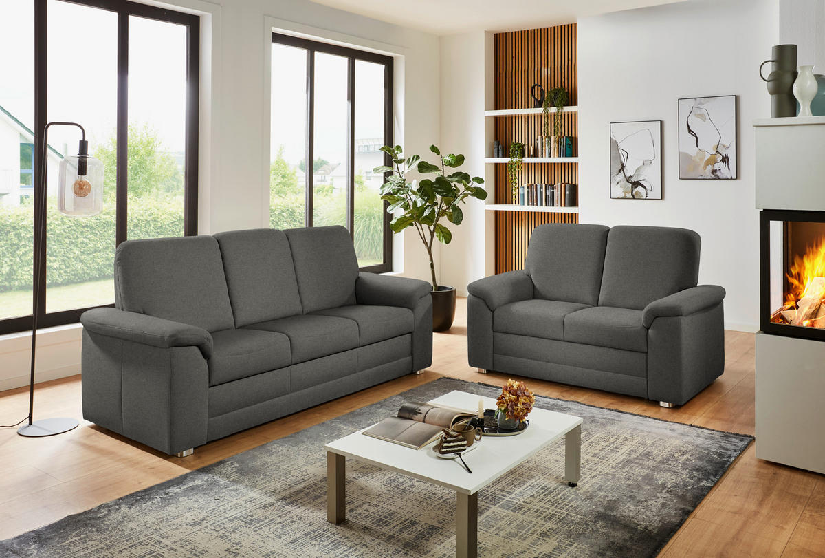 SITZGARNITUR Chenille Grau  - Alufarben/Grau, Konventionell, Textil/Metall (208/156/96/89cm) - Beldomo Comfort