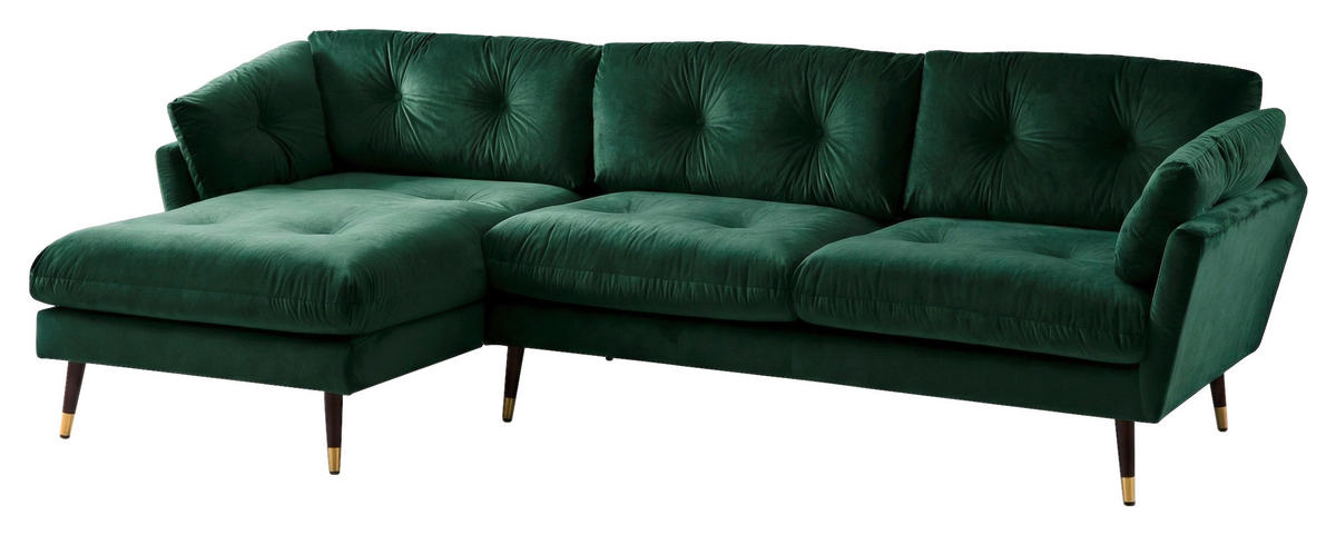 ECKSOFA Eckteil  JAPAN-REC.2S Grün Samt  - Grün, MODERN, Holz/Textil (269/155cm) - MID.YOU