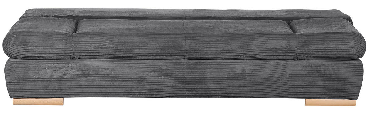 SCHLAFSOFA  mit Rücken echt, Liegefunktion Cord Dunkelgrau  - Dunkelgrau/Naturfarben, KONVENTIONELL, Holz/Textil (200/75/92cm) - home24