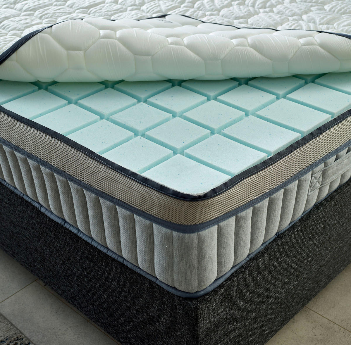 MATRAC 90/200 cm  - bézs/fehér, Basics, textil (90/200cm) - Sleeptex