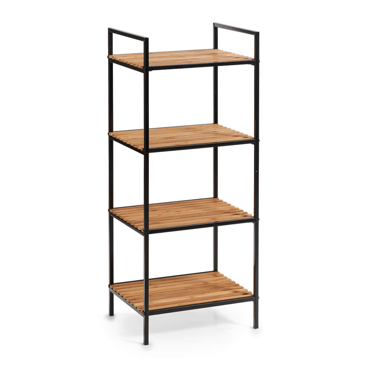 STANDREGAL  39/33/95 cm Naturfarben, Schwarz  - Schwarz/Naturfarben, Basics, Holz/Metall (39/33/95cm) - Zeller Present