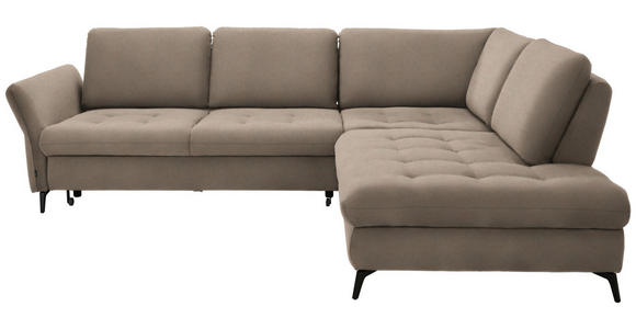 ECKSOFA in Flachgewebe Beige 288/233 cm - Beige/Schwarz, Natur, Textil/Metall (288/233cm) - Valnatura