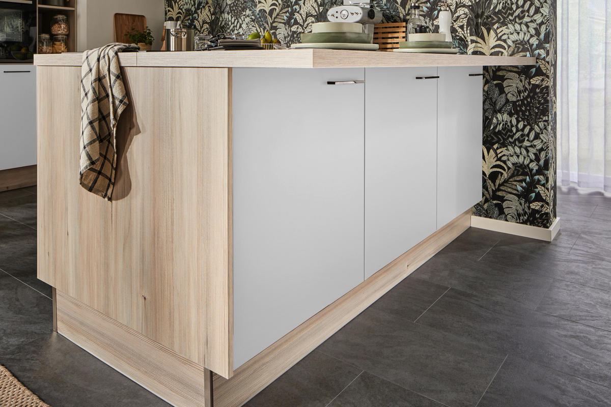 ECKKÜCHE  in Hellgrau  - Hellgrau/Schwarz, Design, Holzwerkstoff/Metall (150/280/192cm) - Xora