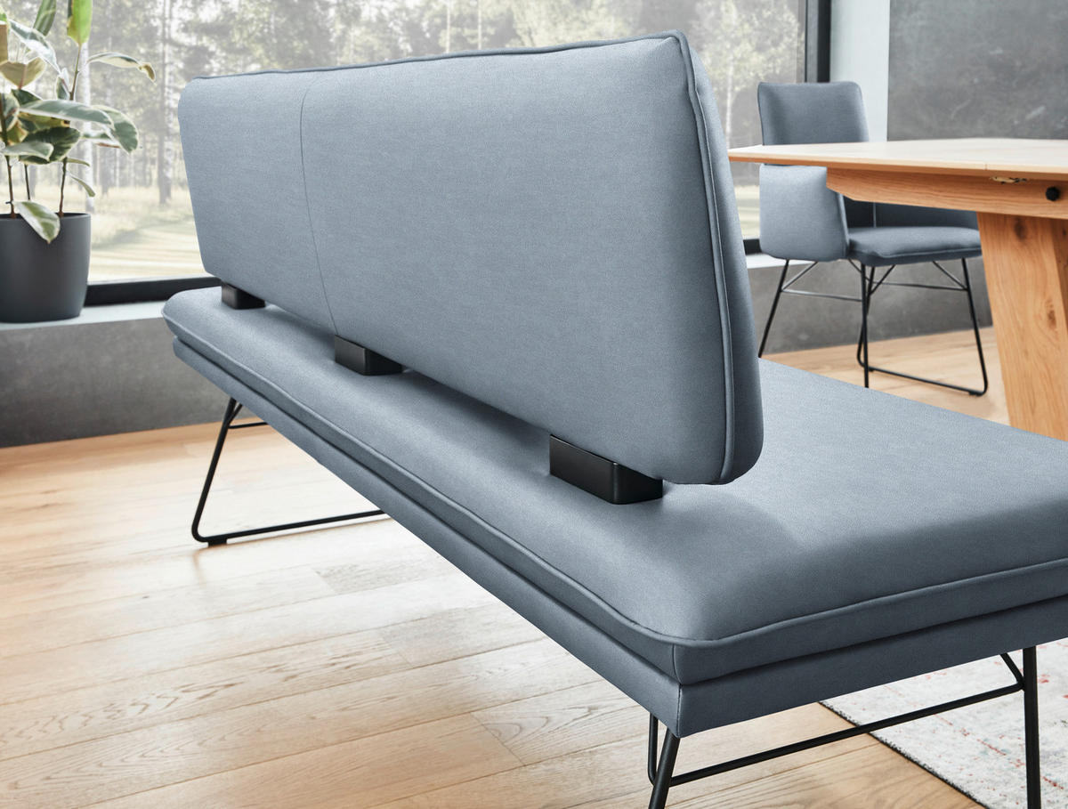 SITZBANK in Metall, Textil Blau, Schwarz  - Blau/Schwarz, Design, Textil/Metall (195/91/65cm) - Dieter Knoll