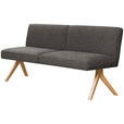 SITZBANK 160/85/69 cm Webstoff Dunkelgrau Eiche vollmassiv  - Eichefarben/Dunkelgrau, KONVENTIONELL, Holz/Textil (160/85/69cm) - Linea Natura