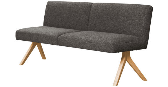 SITZBANK 160/85/69 cm Webstoff Dunkelgrau Eiche vollmassiv  - Eichefarben/Dunkelgrau, KONVENTIONELL, Holz/Textil (160/85/69cm) - Linea Natura
