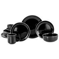 KOMBISERVICE Weiß, Schwarz Hochglanz Nordic Gourmet Schwarz 10-teilig 2 Personen  - Schwarz Hochglanz/Weiß, Basics, Keramik - Creatable
