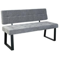 SITZBANK Metall, Textil Hellgrau  - Hellgrau/Schwarz, Modern, Textil/Metall (140/85/56cm) - Livetastic
