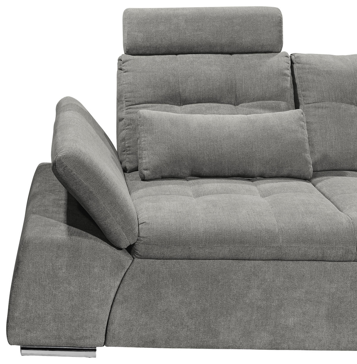 ECKSOFA Grau Mikrovelours  - Silberfarben/Grau, KONVENTIONELL, Kunststoff/Textil (268/170cm) - MID.YOU