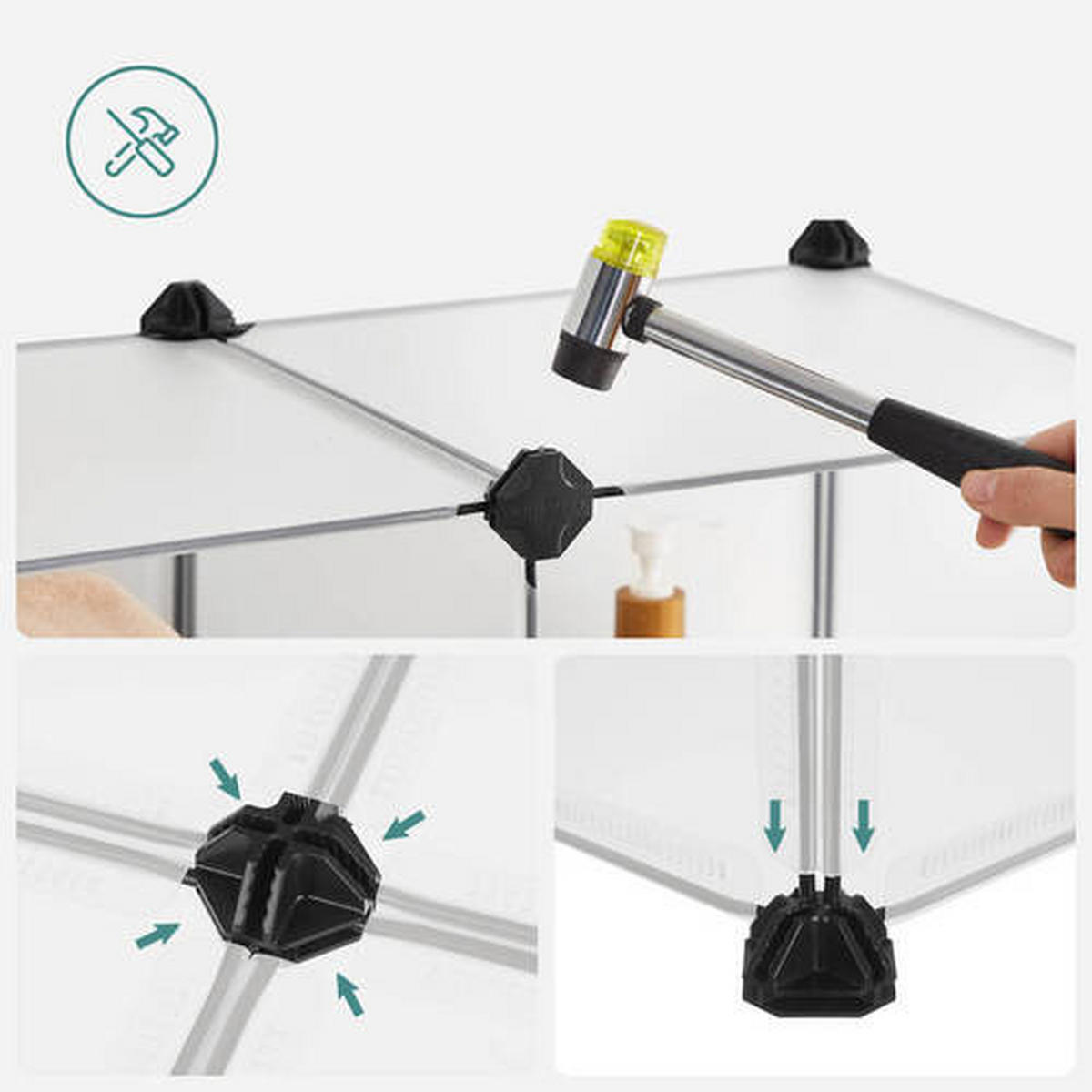 KOMBINÁCIA REGÁLOV, biela, železo, 93/123/31 cm - čierna/biela, Basics, kov/plast (93/123/31cm) - Boxxx