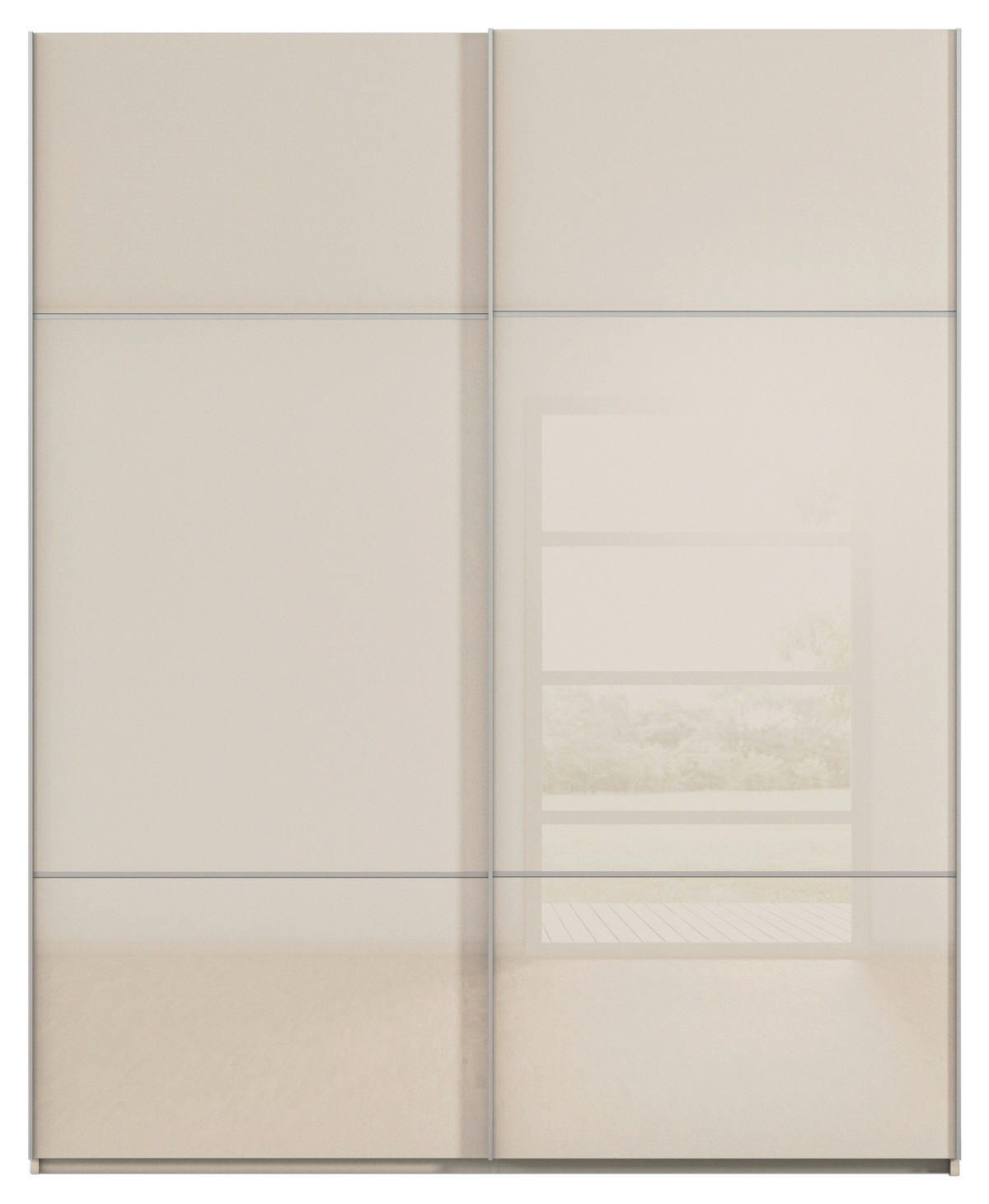 SCHWEBETÜRENSCHRANK in Champagner  - Champagner/Alufarben, Konventionell, Glas/Holzwerkstoff (162/223/68cm) - Novel