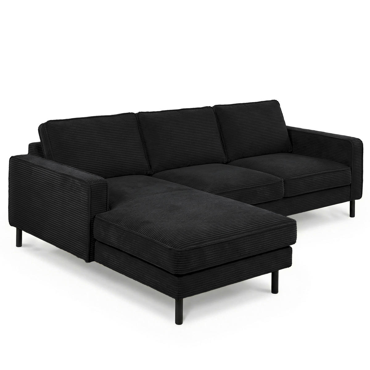ECKSOFA  in Cord Schwarz  - Schwarz, Design, Textil/Metall (166/238cm) - Livetastic