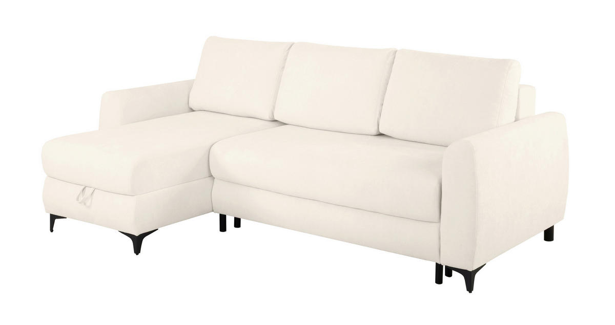 ECKSOFA Moli Creme Bouclé  - Creme/Schwarz, Design, Textil/Metall (236/148cm) - MID.YOU