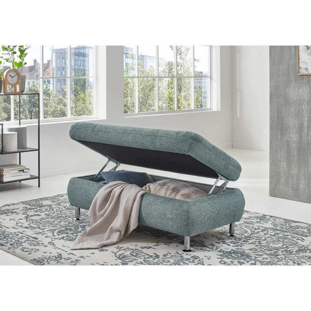 Thumbnail - Beldomo Style Hocker, Blau, Textil, rechteckig, 129x47x64 cm, Goldenes M, Wohnzimmer, Hocker, Sitzhocker