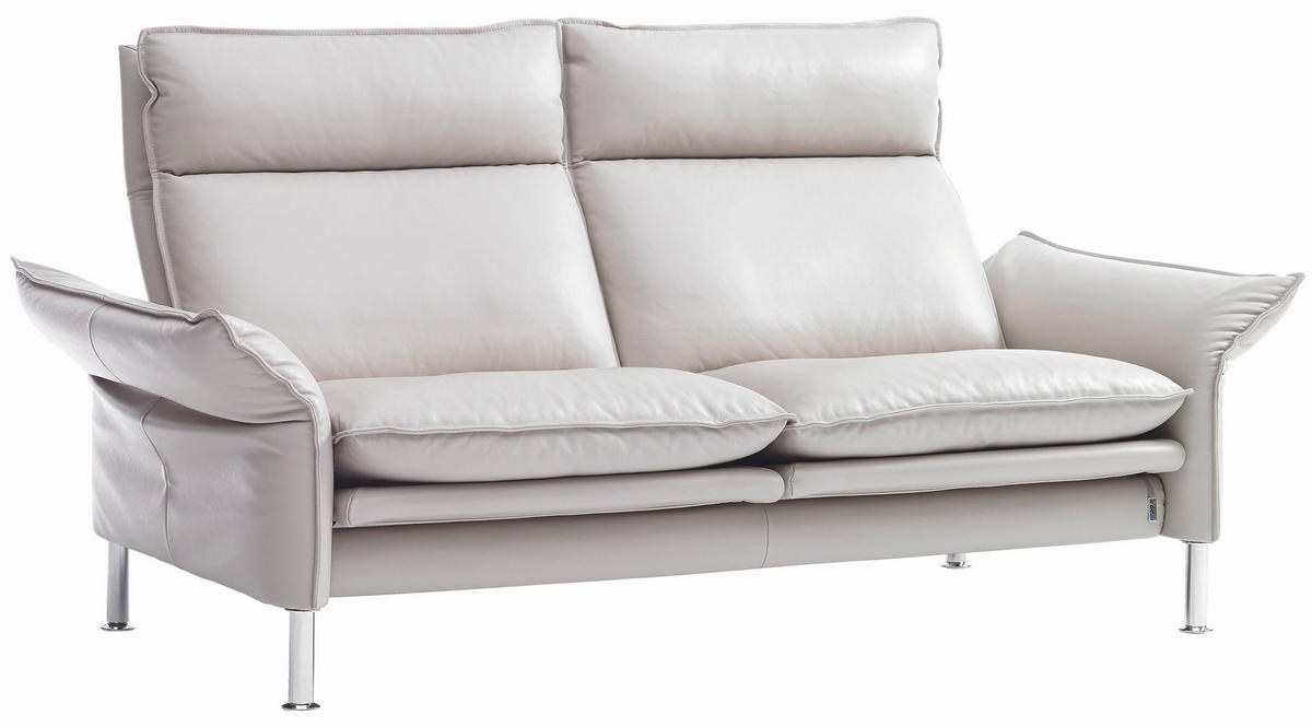 2-SITZER-SOFA Beige Echtleder  - Chromfarben/Beige, KONVENTIONELL, Leder/Metall (158/93/88cm) - Erpo