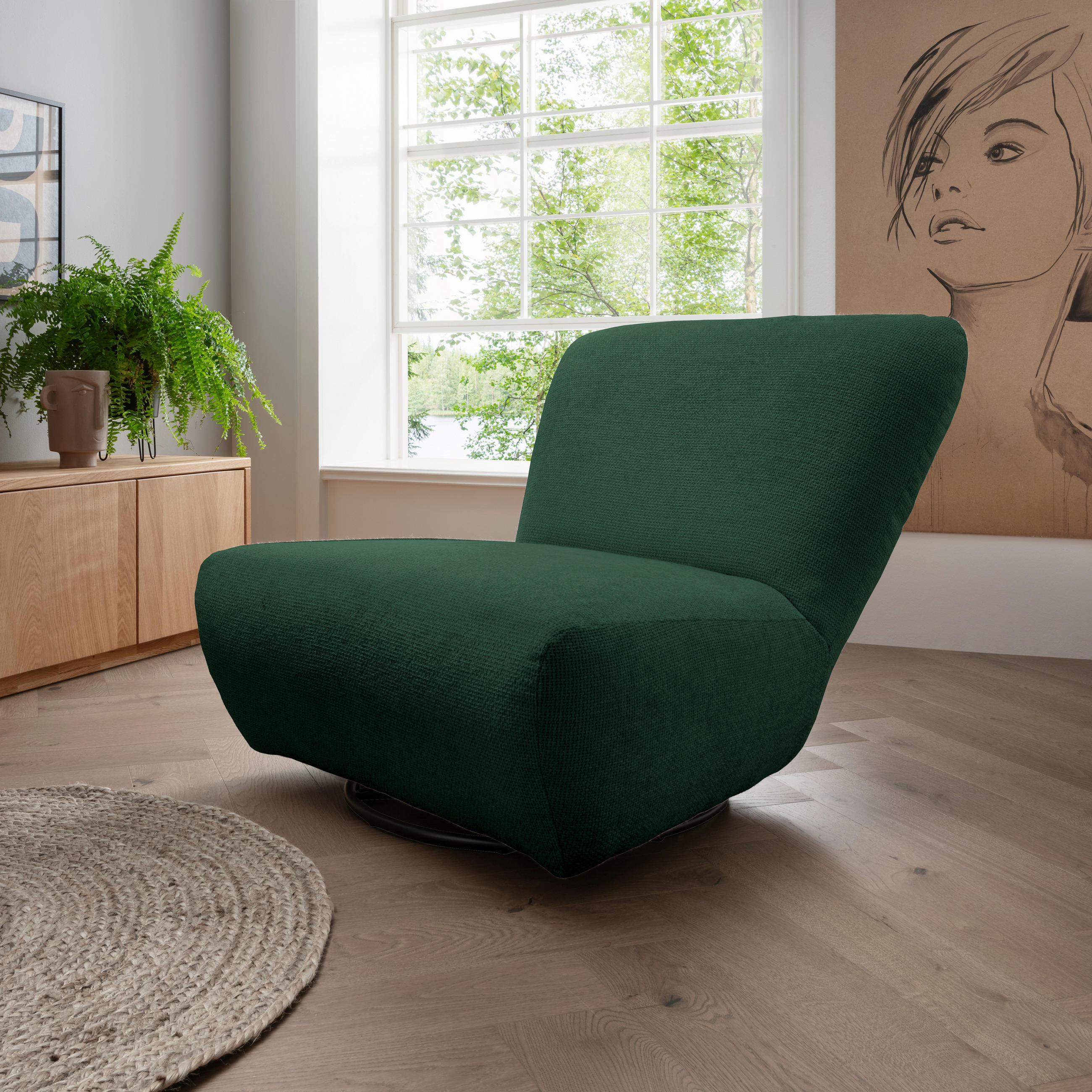 XXL-SESSEL in Mikrofaser Dunkelgrün  - Dunkelgrün/Schwarz, Trend, Textil/Metall (95/77/94cm) - Livetastic