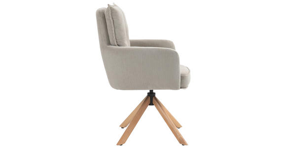 ARMLEHNSTUHL  Stoffauswahl, Sitzfläche 360° drehbar, automatische Rückholfunktion Cord  - Hellbraun/Buchefarben, Design, Holz/Textil (60/95/67cm) - Novel