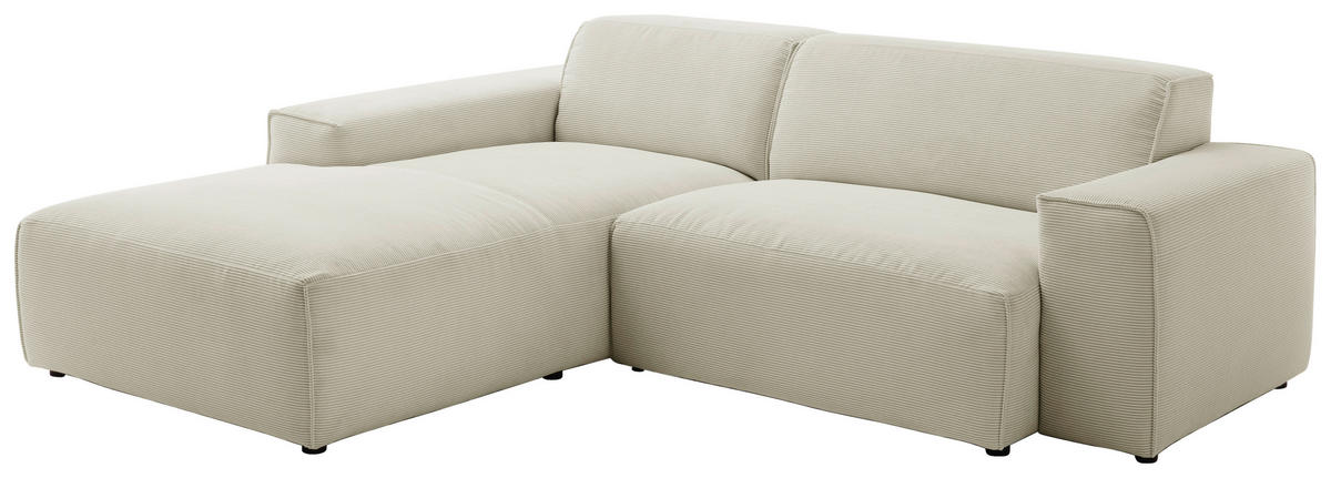 ECKSOFA in Cord Sandfarben  - Sandfarben/Schwarz, Design, Kunststoff/Textil (189/230cm) - Pure Home Lifestyle