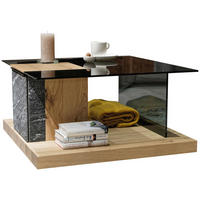 COUCHTISCH in Holz, Glas, Stein 80,6/80,6/42,3 cm  - Graphitfarben/Naturfarben, Design, Glas/Holz (80,6/80,6/42,3cm) - Voglauer