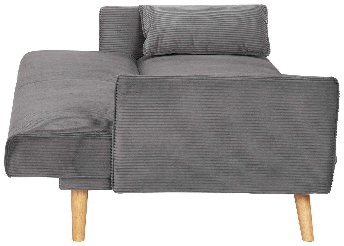SCHLAFSOFA Cord Grau  - Naturfarben/Grau, Design, Holz/Textil (193/81/92cm) - Livetastic