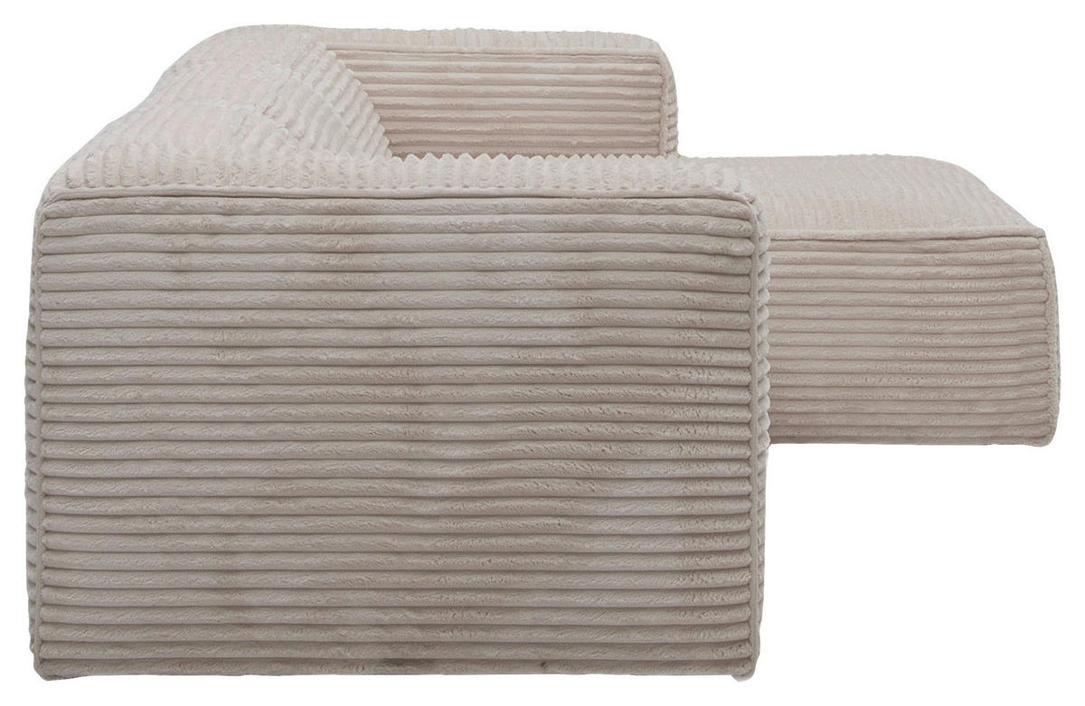 ECKSOFA in Cord Creme  - Creme/Schwarz, Design, Kunststoff/Textil (332/163cm) - Livetastic