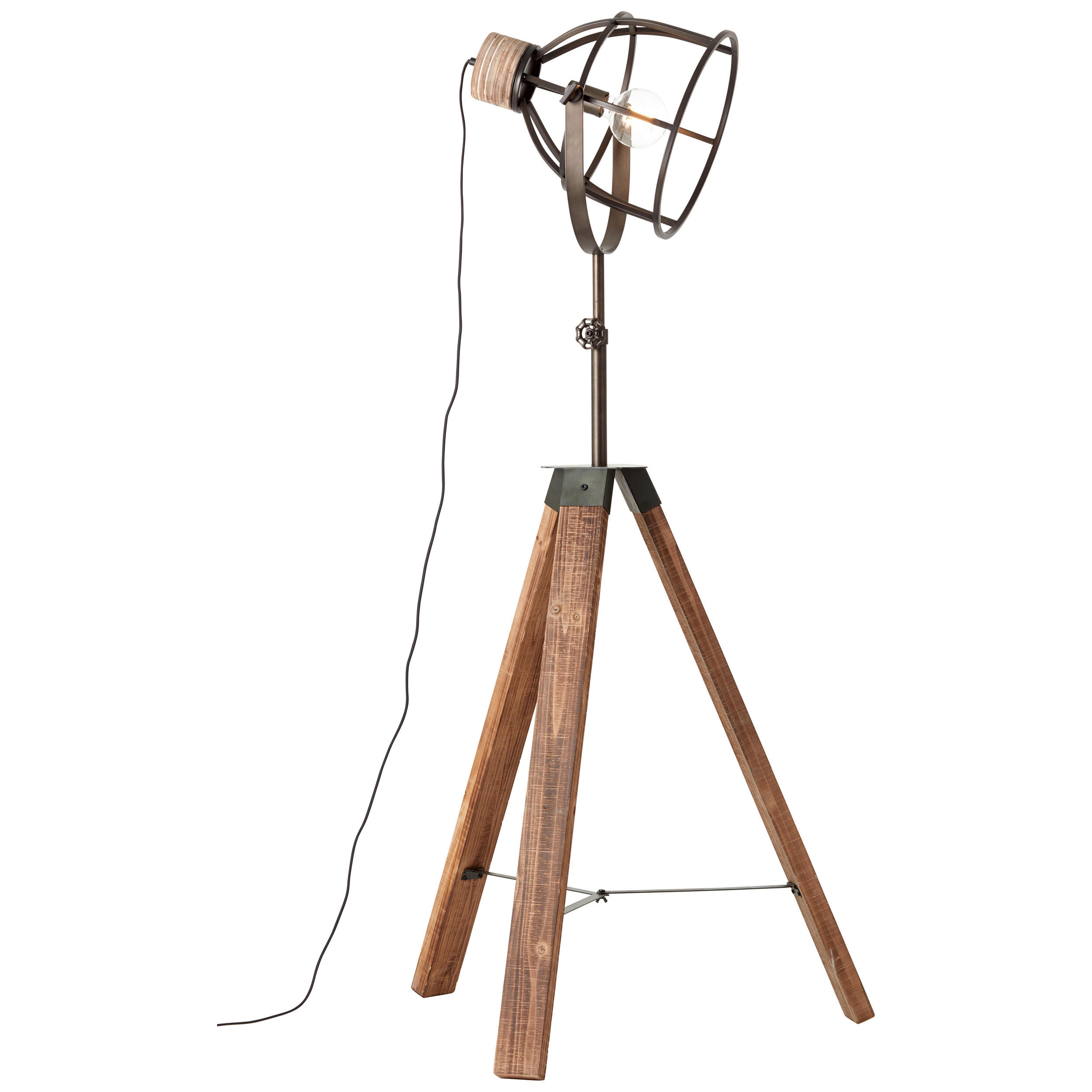 STEHLEUCHTE - Dunkelbraun/Schwarz, Lifestyle, Holz/Metall (72/163cm) - Brilliant