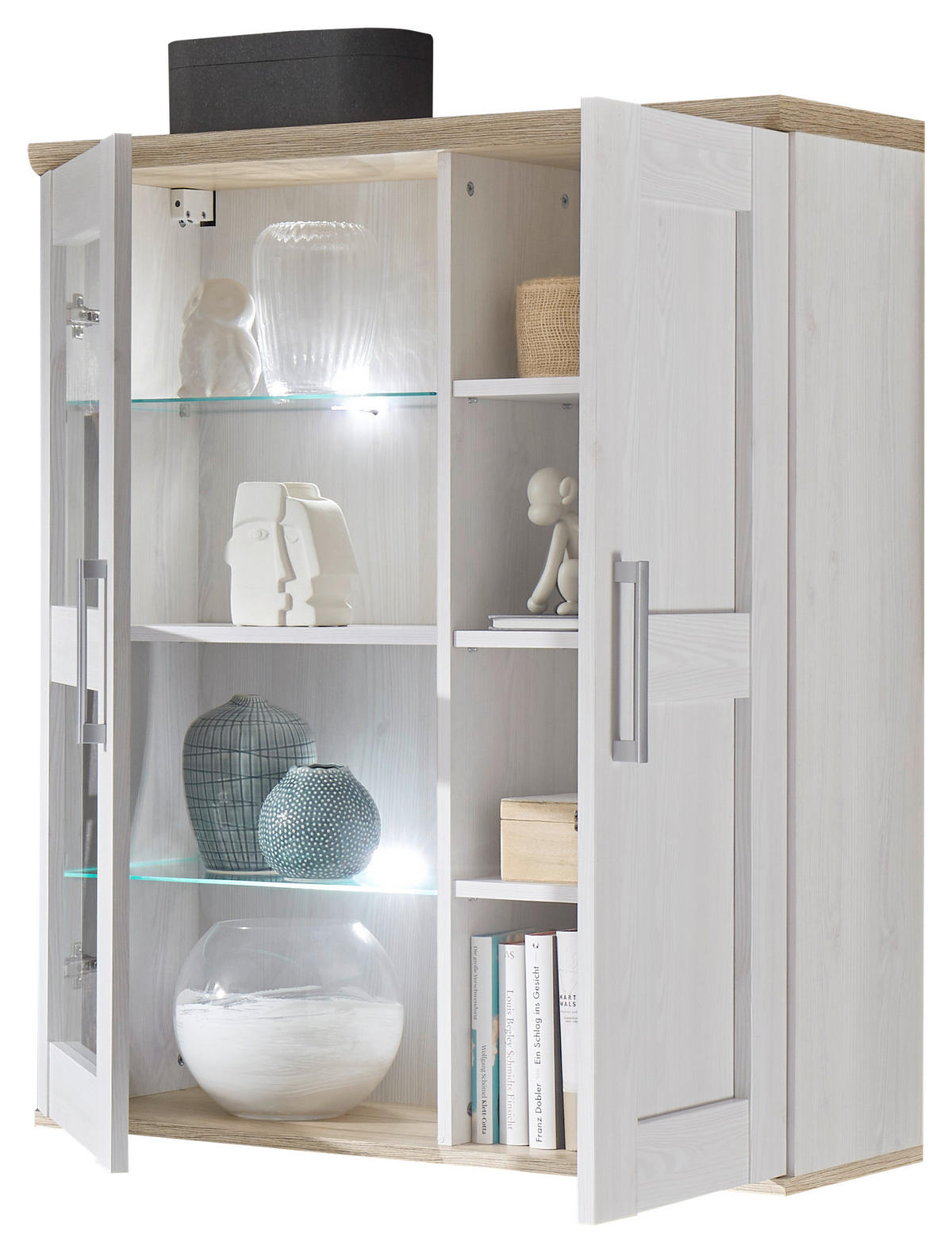 HÄNGEELEMENT in Eiche San Remo   - Silberfarben/Lärchefarben, LIFESTYLE, Glas/Holzwerkstoff (90/105/32cm) - MID.YOU